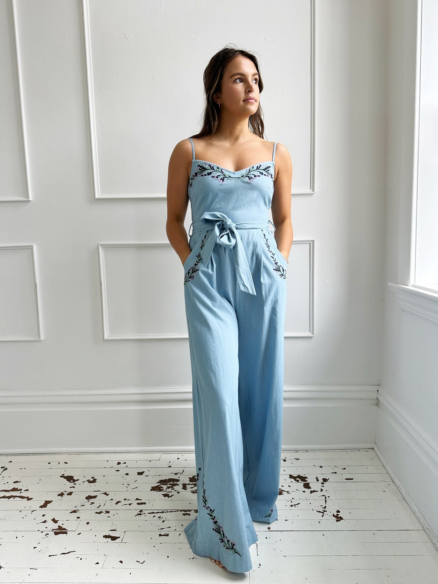 Embroidered Wide Leg Jumpsuit - Spring Sweet