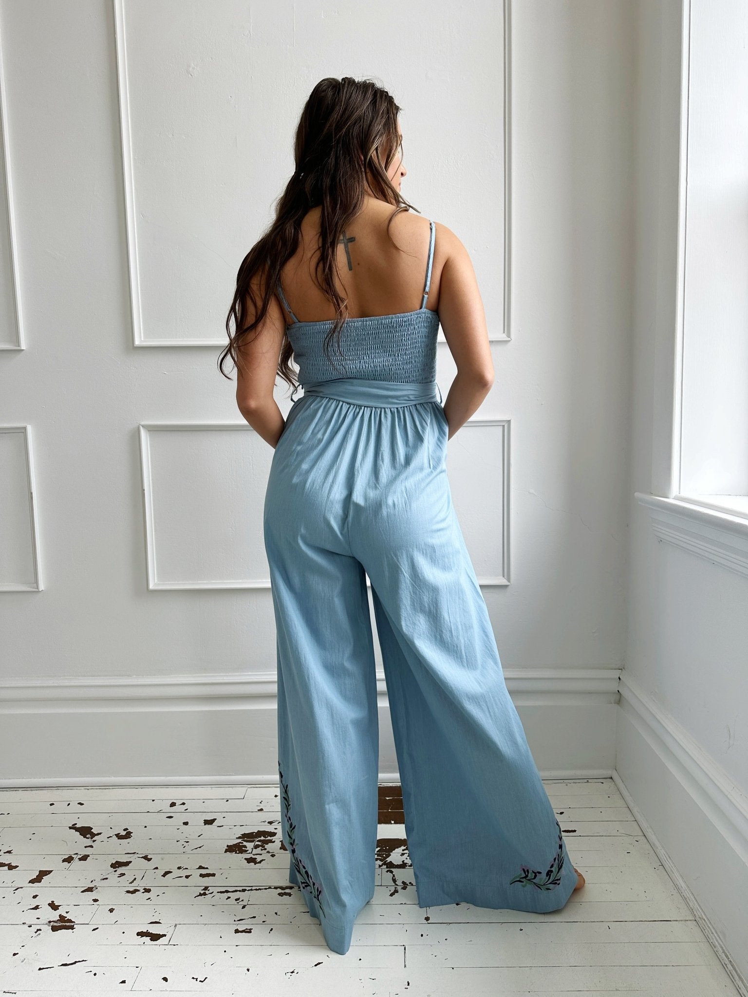 Embroidered Wide Leg Jumpsuit - Spring Sweet