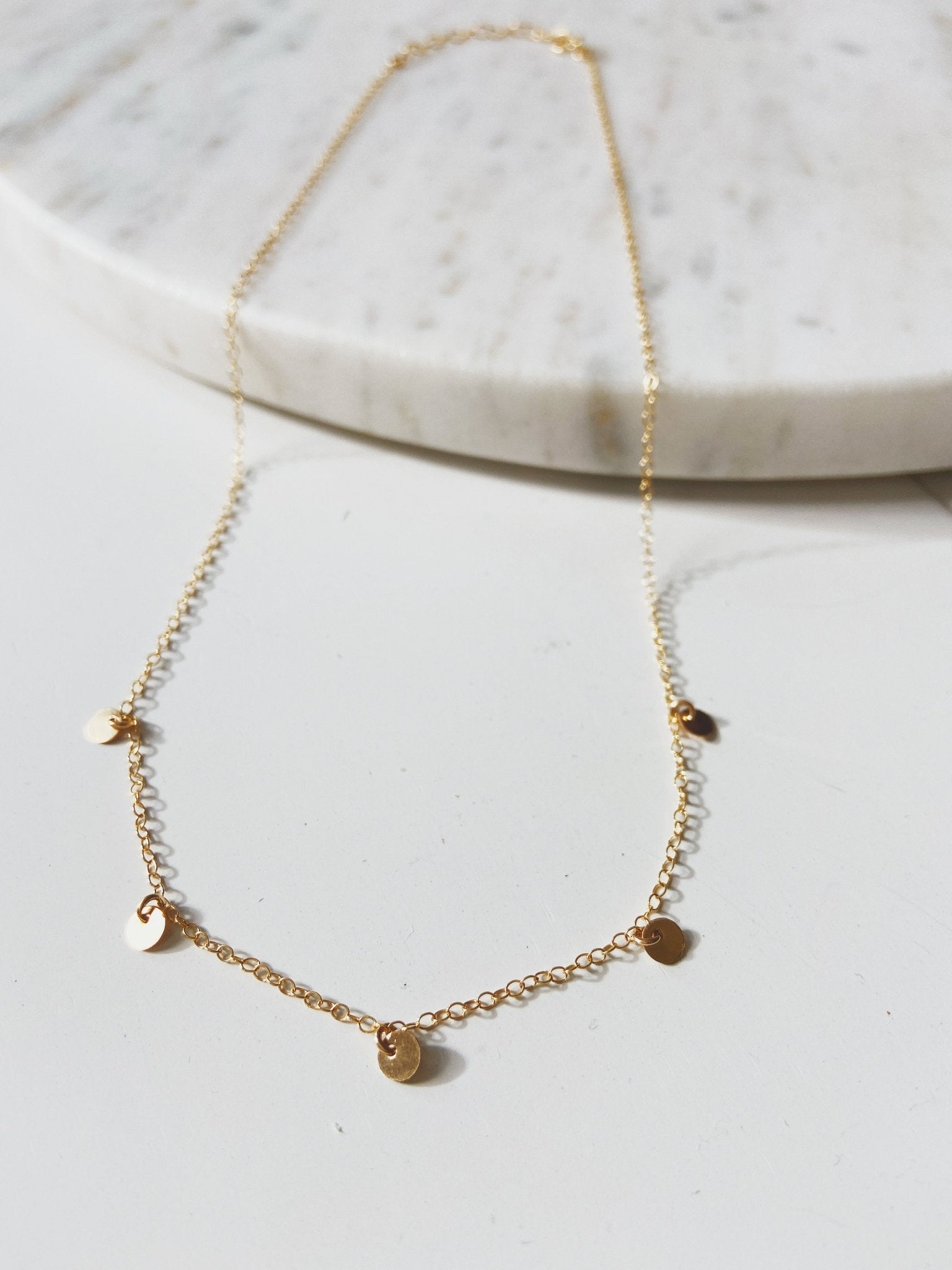 Five Coin Necklace, Gold Filled - Spring Sweet