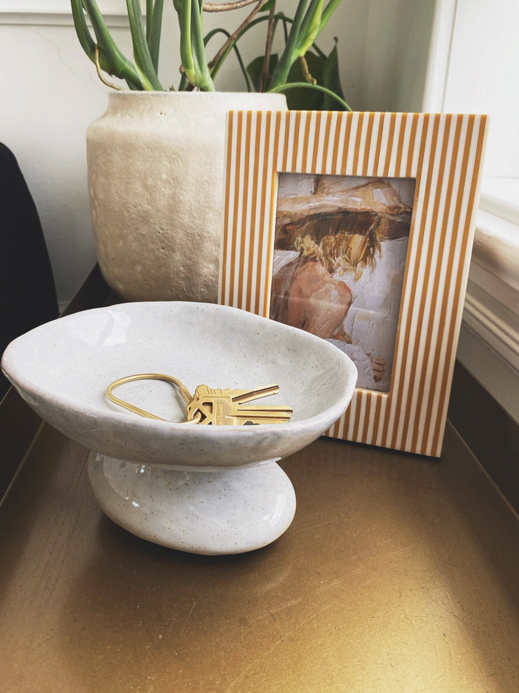 Organic Stoneware Footed Dish - Spring Sweet