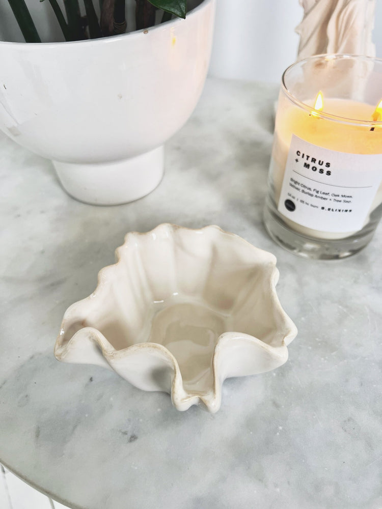 Organic Stoneware Pleated Bowl - Spring Sweet