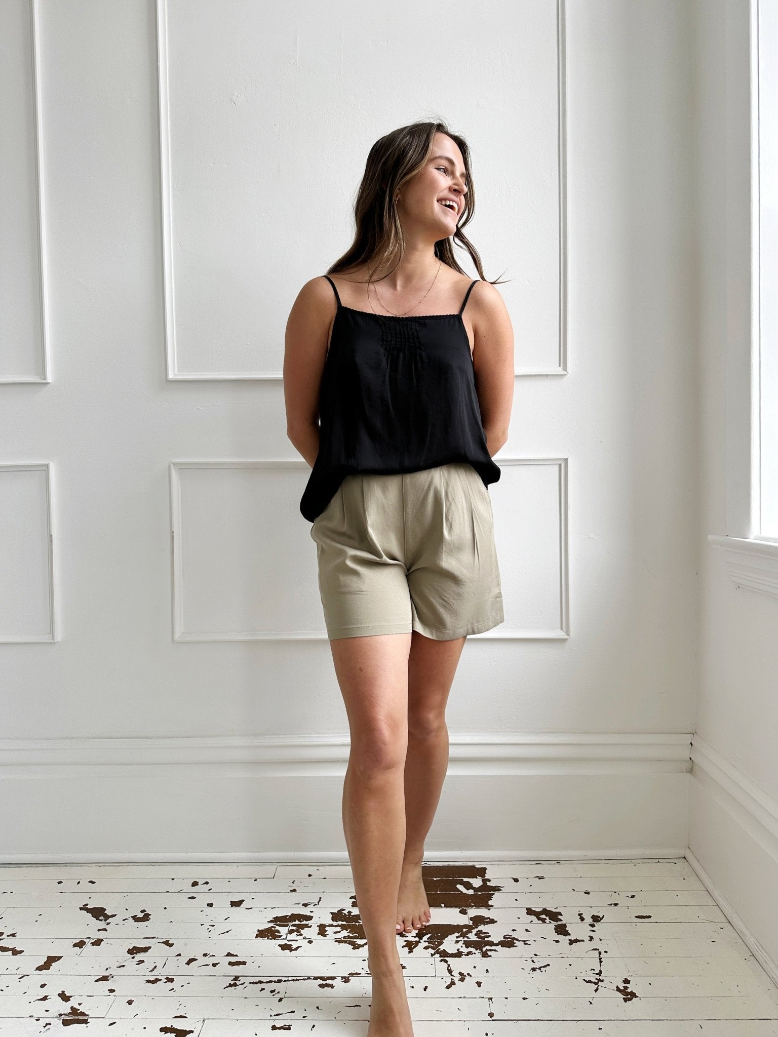 Pleated Tencel Shorts - Spring Sweet