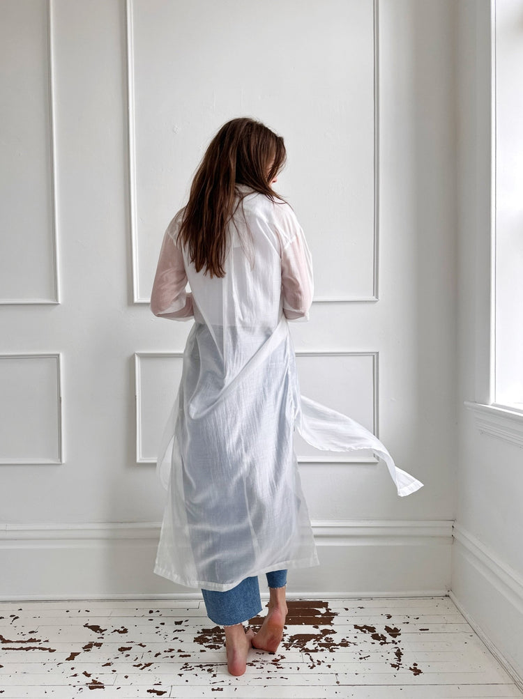 Sheer Button Front Duster - Spring Sweet