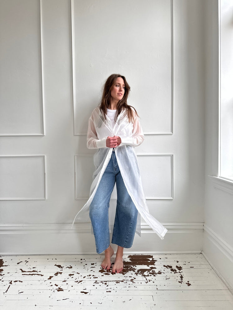 Sheer Button Front Duster - Spring Sweet