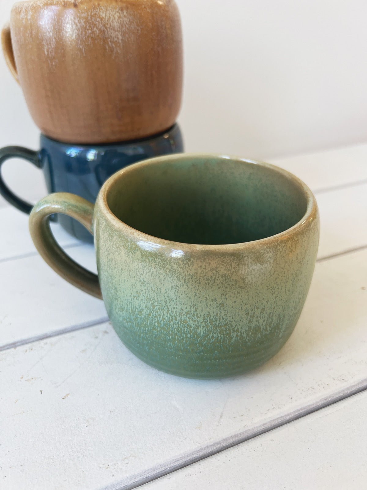 Short Reactive Glaze Stoneware Mug - Spring Sweet