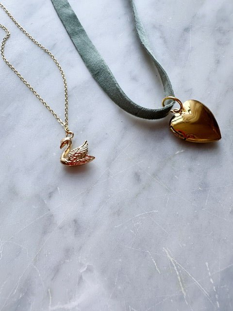 Swan Necklace, Gold Plated - Spring Sweet