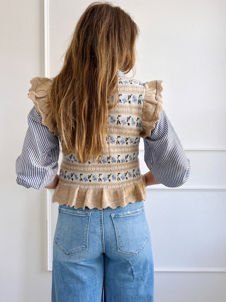 Sweater Vest W/Scallop Detail - Spring Sweet