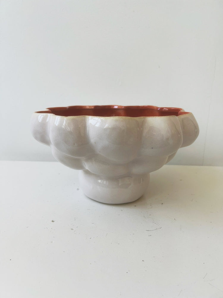Two - Toned Formed Stoneware Footed Bowl - Spring Sweet