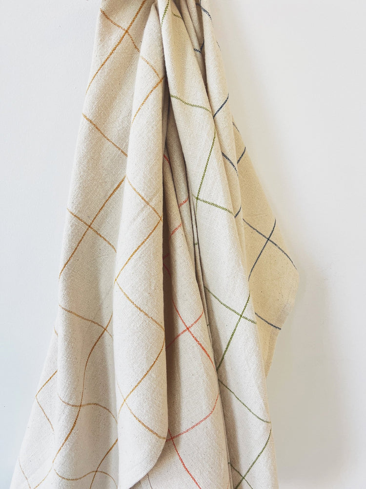Woven Grid Pattern Tea Towel - Spring Sweet