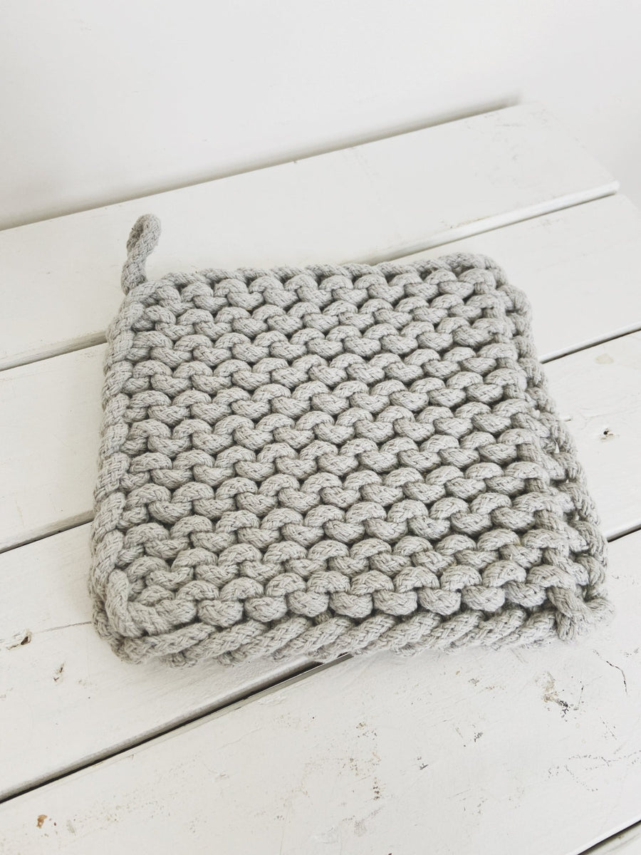 8 Square Jute Crocheted Pot Holder, Natural