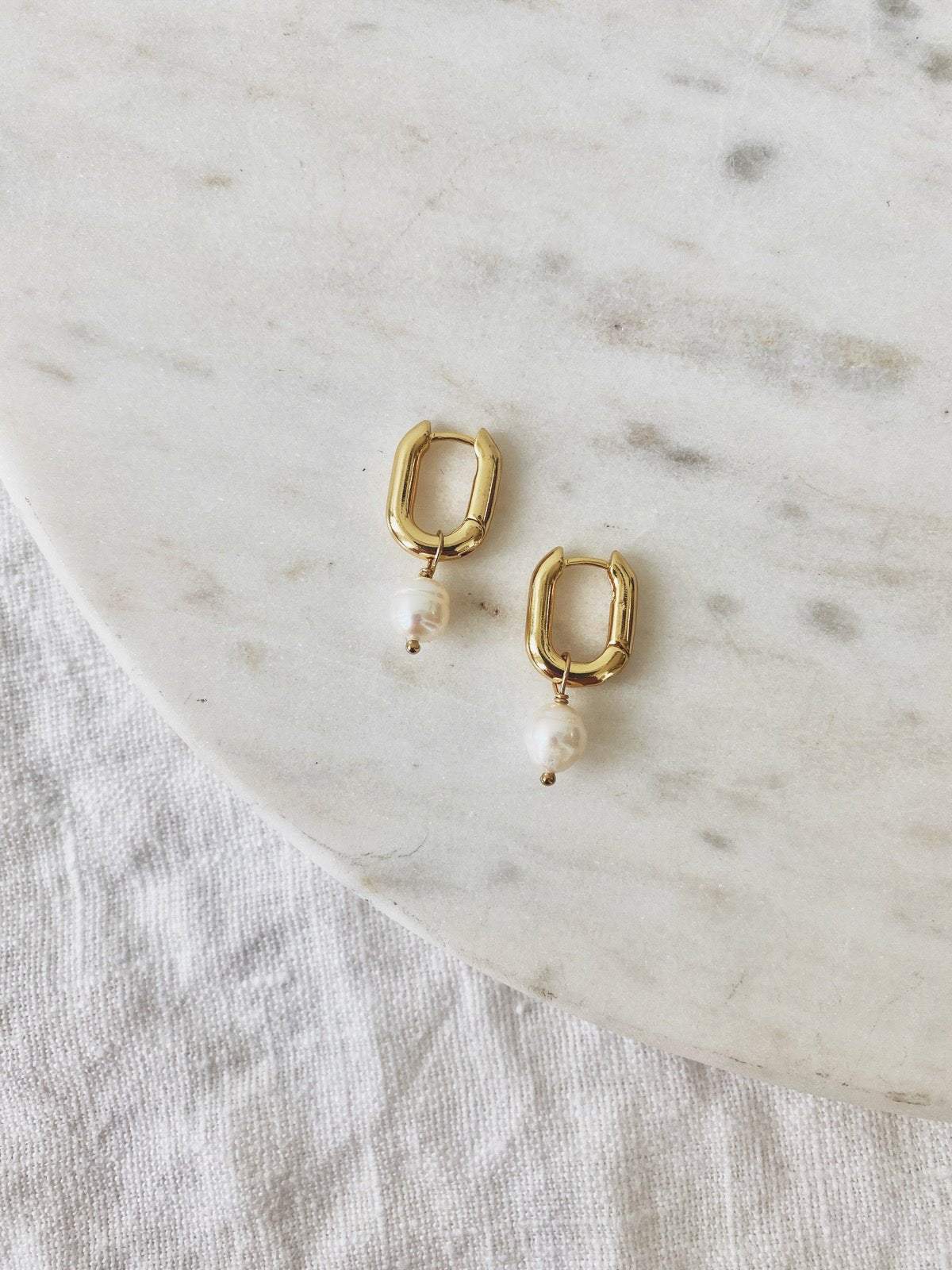 Remi Pearl Hoops, Gold Plated - Spring Sweet