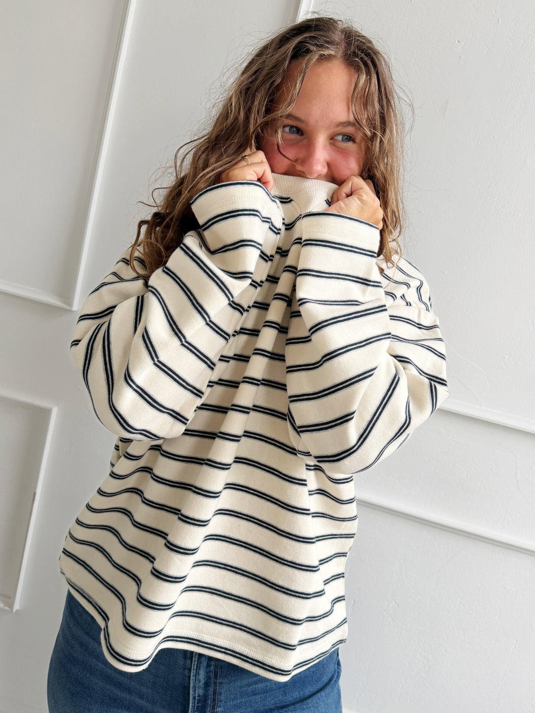 Relaxed Cotton Striped Pullover