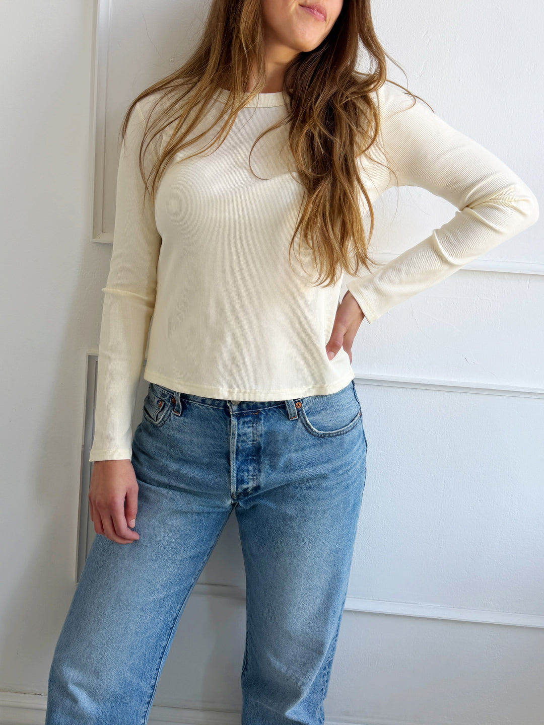 Ribbed Long Sleeve Crewneck