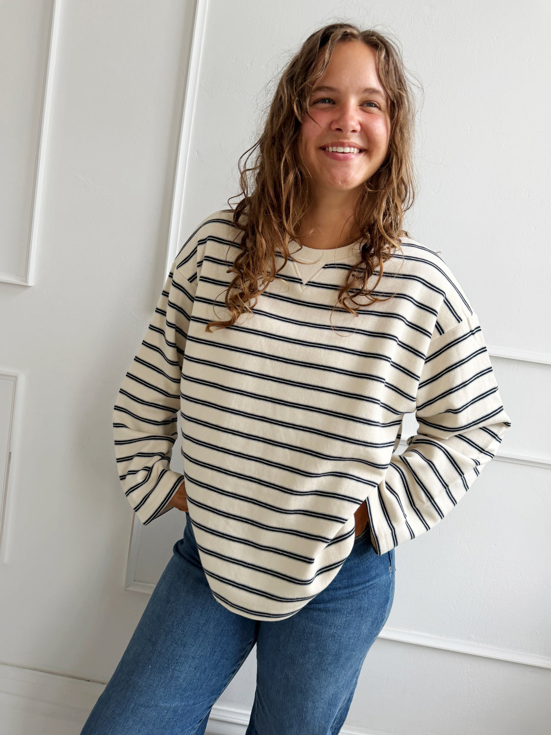 Relaxed Cotton Striped Pullover