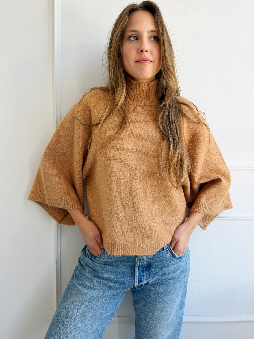 Mockneck Wide Sleeve Sweater