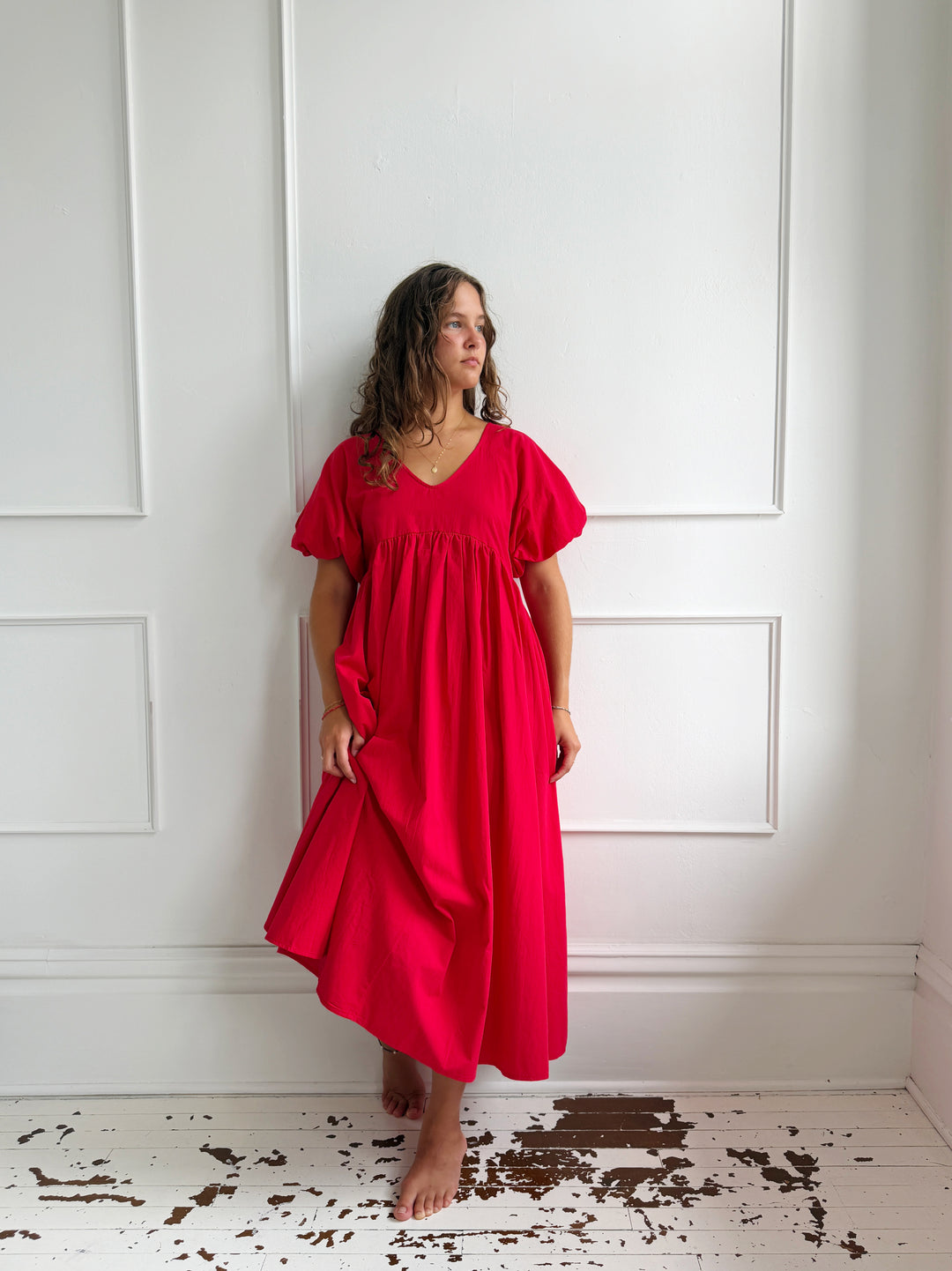 Puff Sleeve Babydoll Maxi Dress