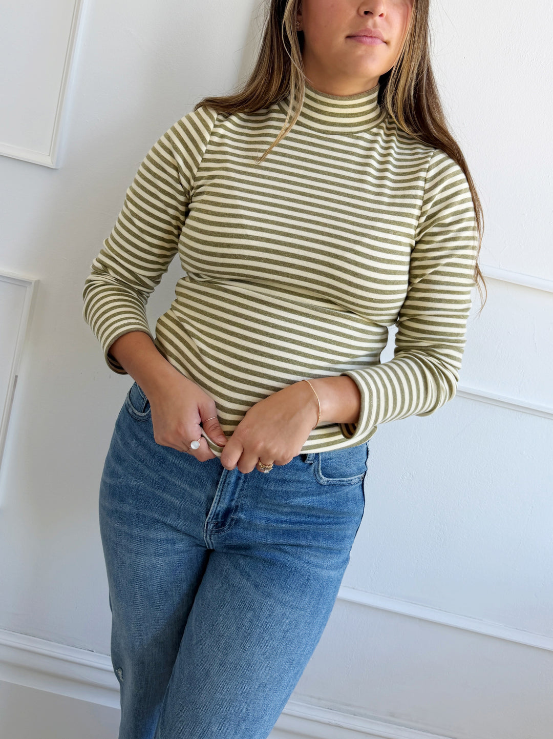 Washed Stripe Turtleneck