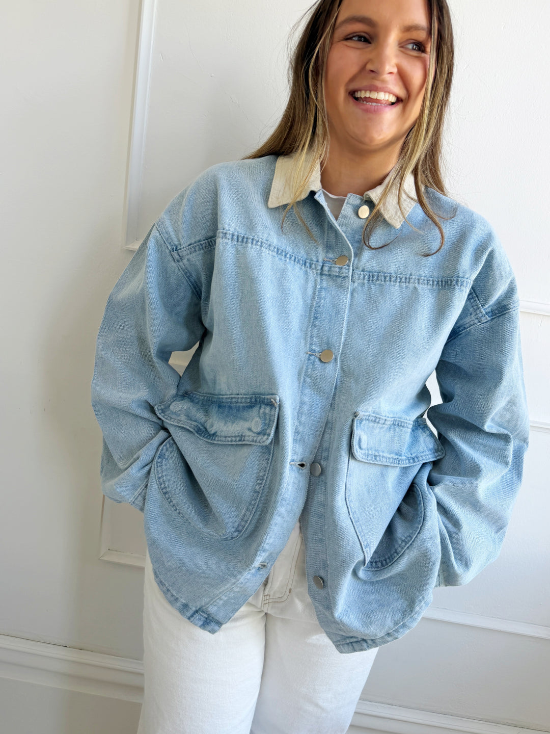 Contrast Collar Denim Jacket