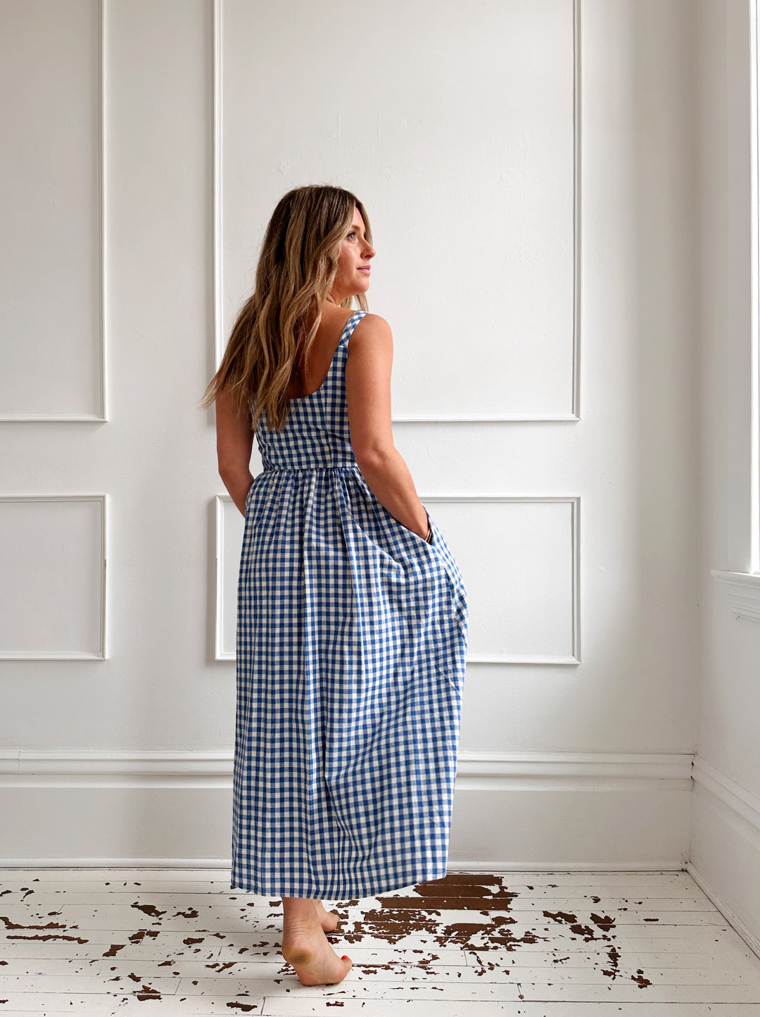 Gingham Button Front Sundress