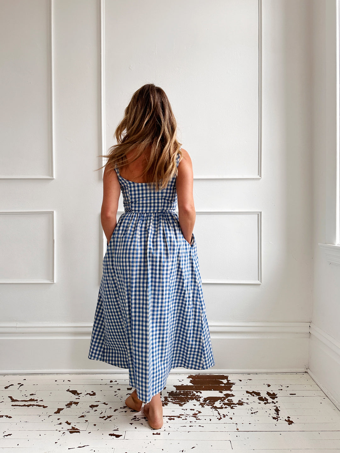 Gingham Button Front Sundress