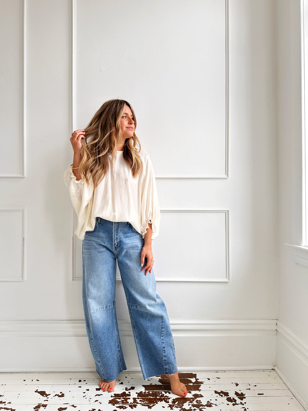 Barrel Denim w/ Raw Hem