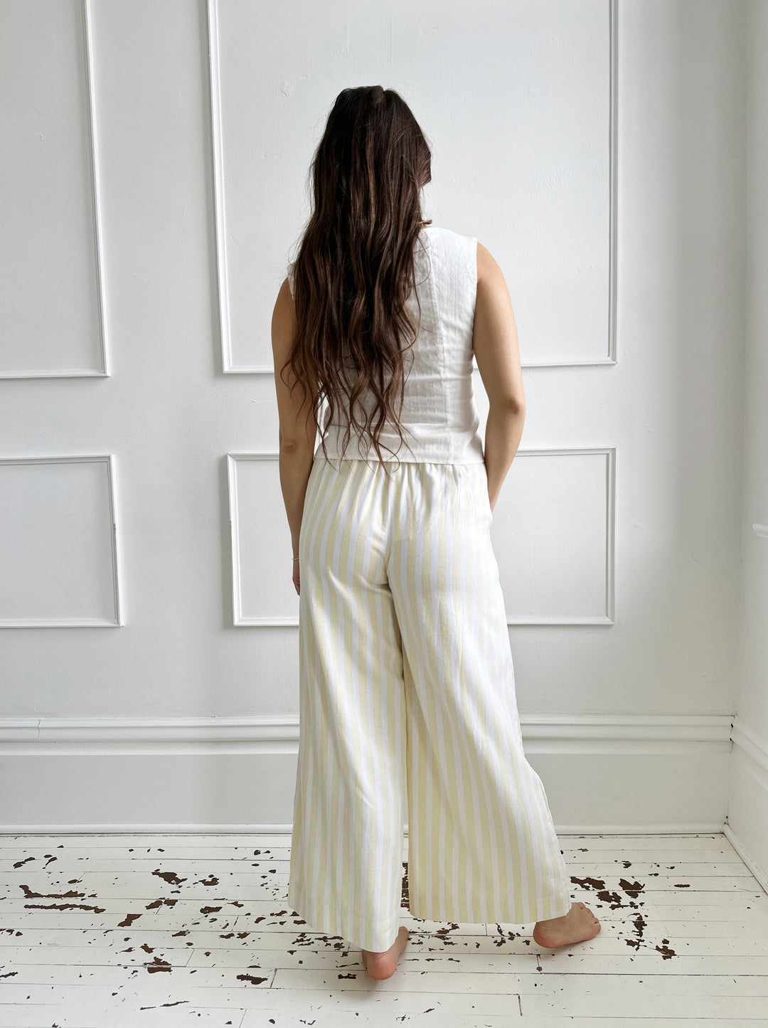 Striped Wide Leg Linen Pants