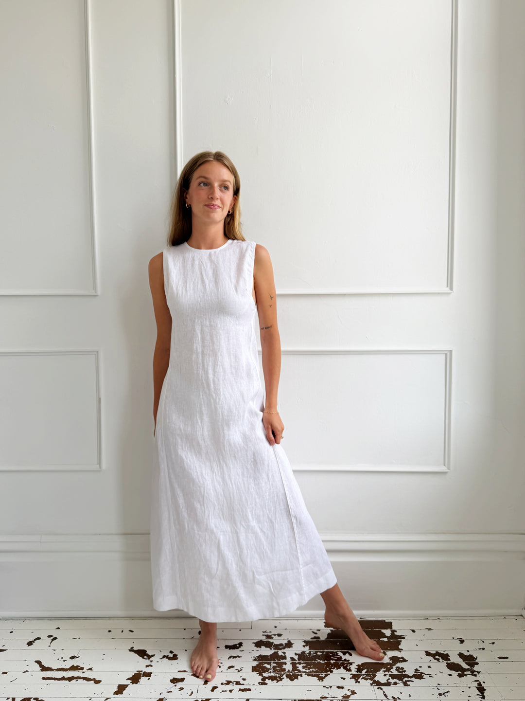 Linen Sleeveless Midi Dress