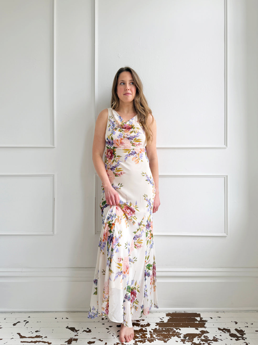 Floral Cowl Neck Maxi Dress