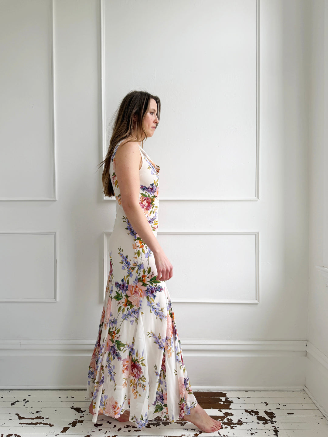 Floral Cowl Neck Maxi Dress