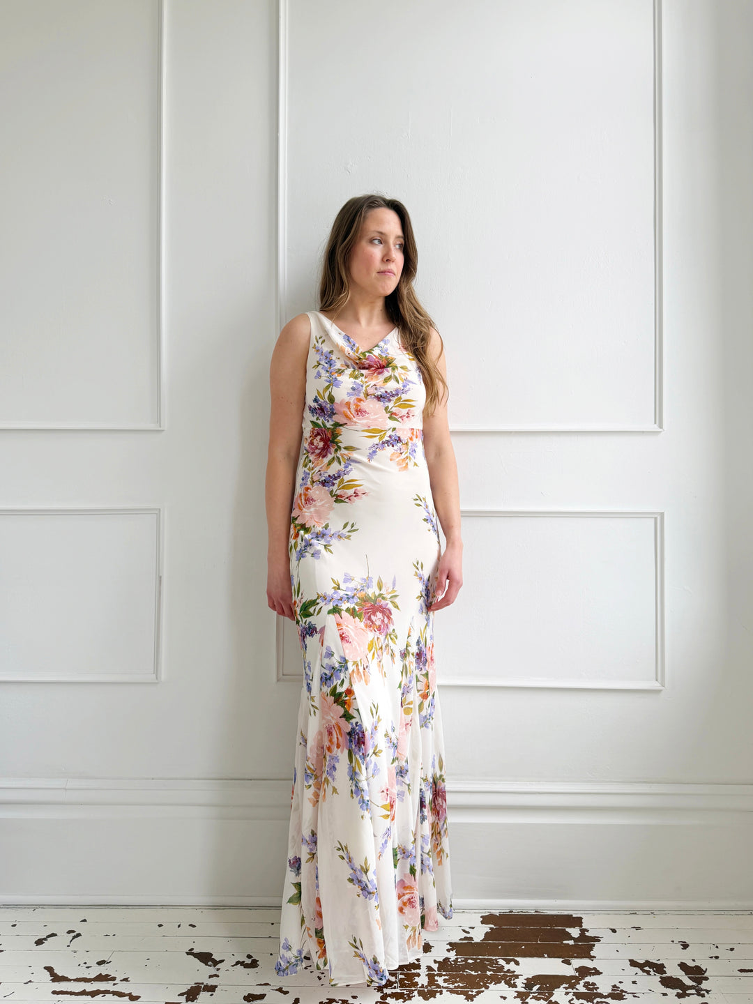 Floral Cowl Neck Maxi Dress