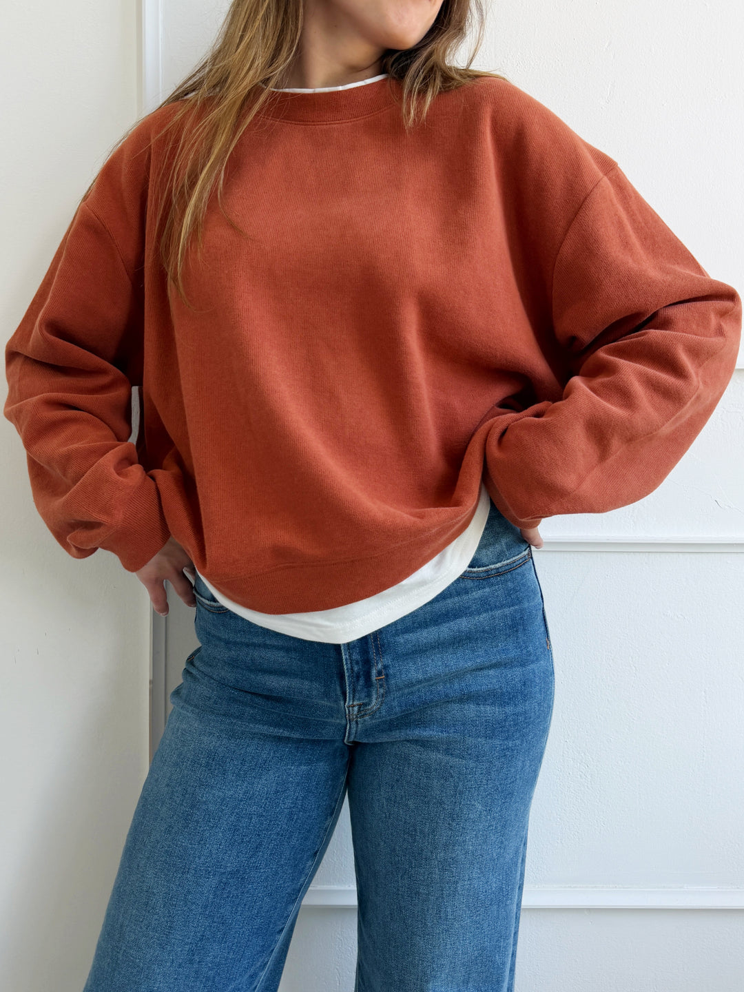 Crewneck Pullover w/ White Tee
