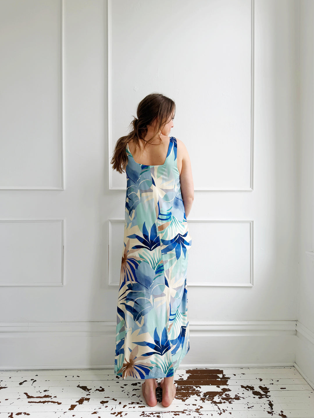 Square Neck Shift Maxi Dress