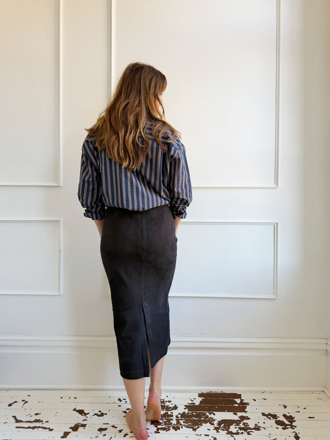 Suede Straight Skirt