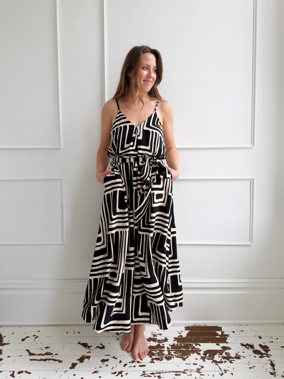 Abstract V-Neck Dress