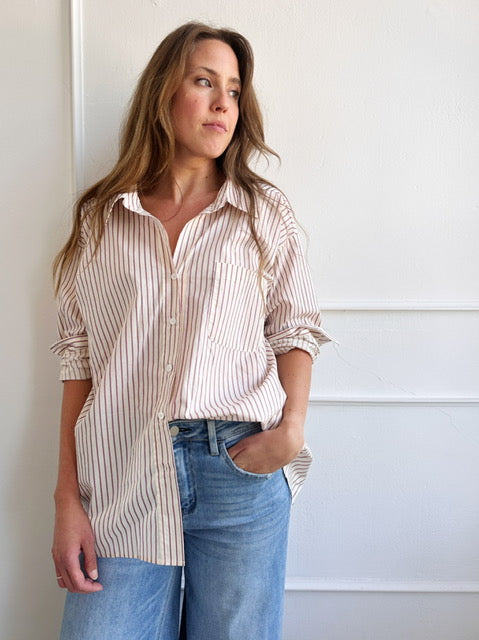 Striped Over Size Button Down