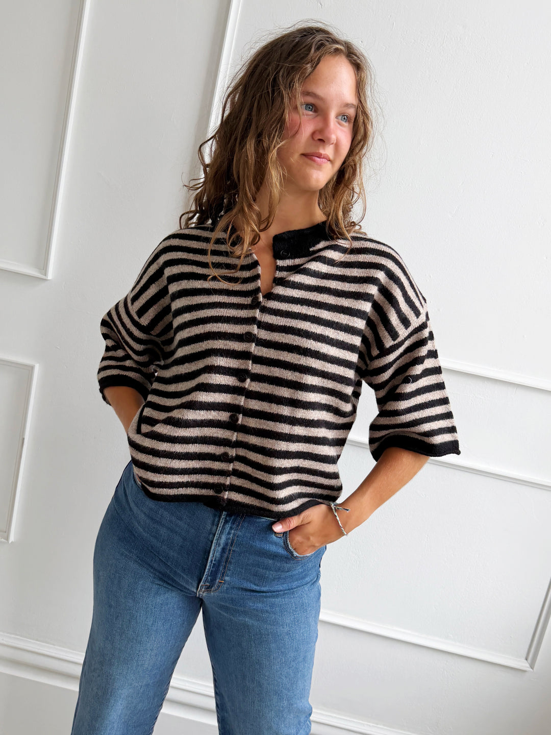 Knit Short Sleeve Cardigan