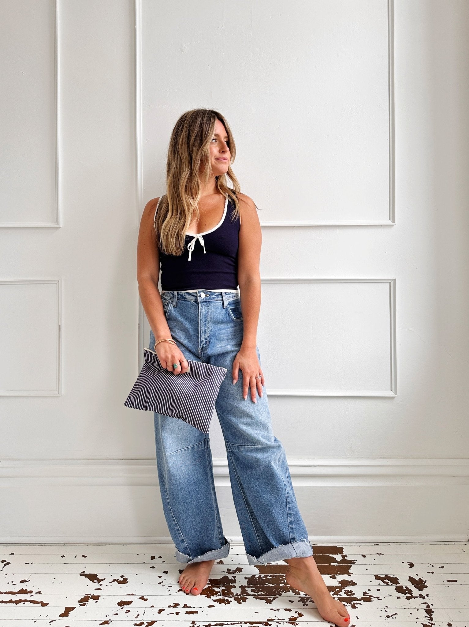 Barrel Denim w/ Raw Hem - Spring Sweet