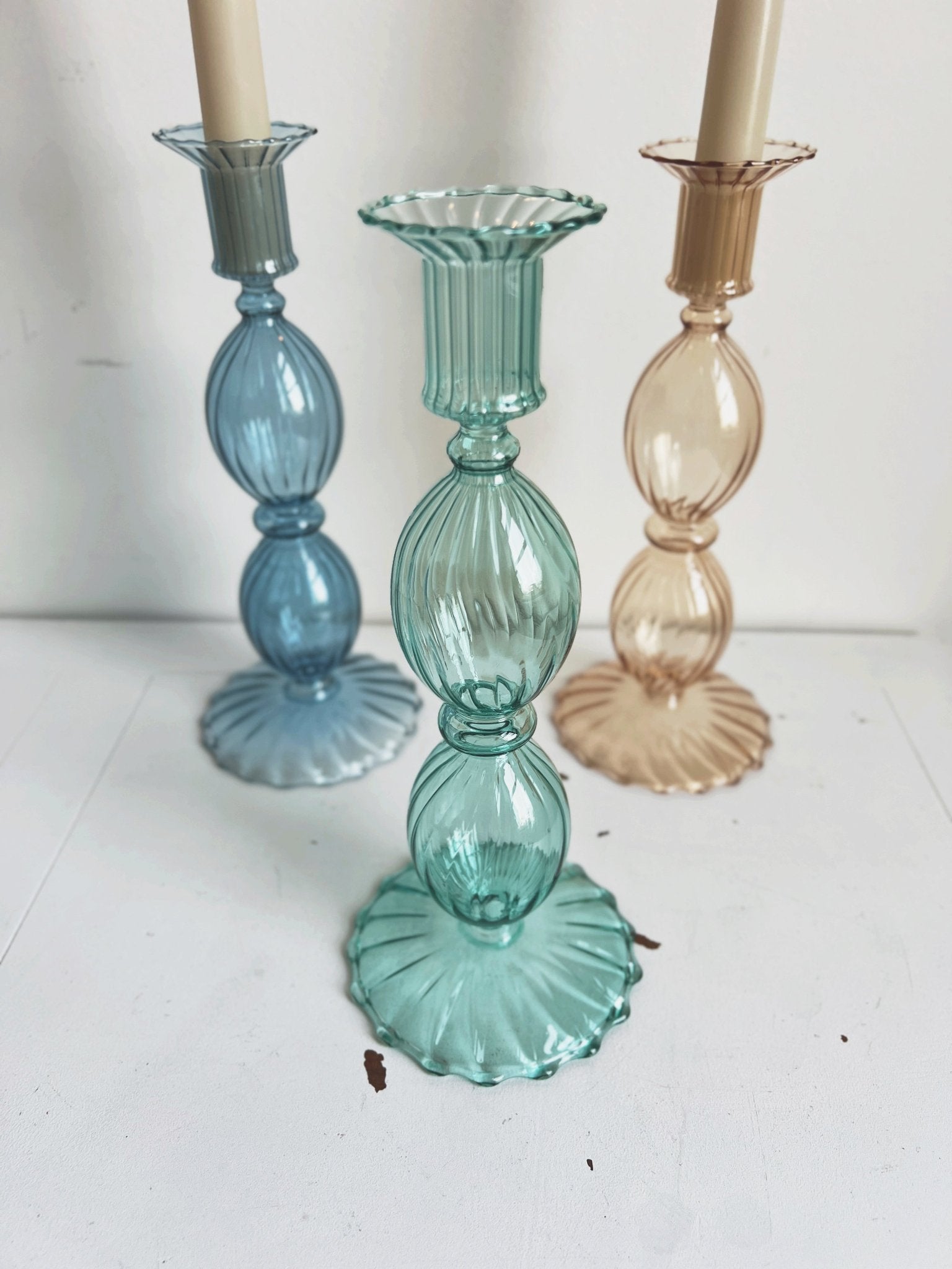 Blown Glass Taper Holder - Spring Sweet