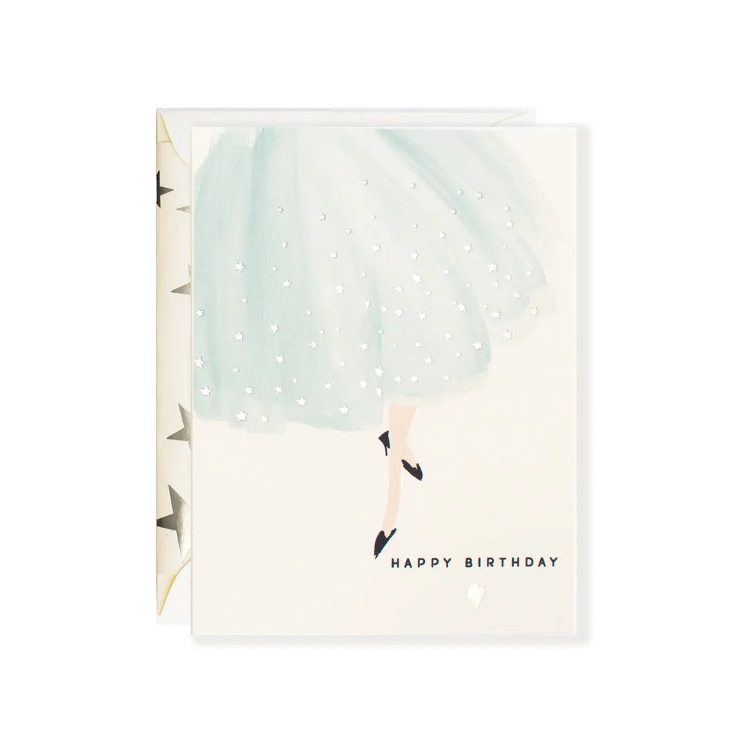 Blue Dress Birthday Card - Spring Sweet