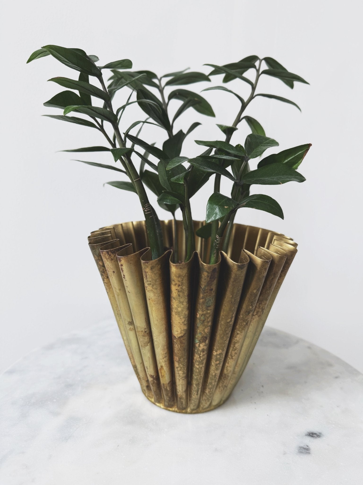 Brass Fluted Planter - Spring Sweet