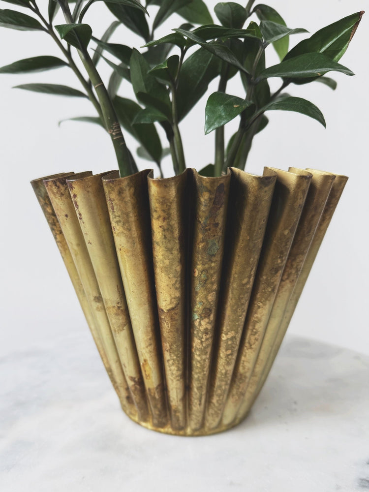 Brass Fluted Planter - Spring Sweet
