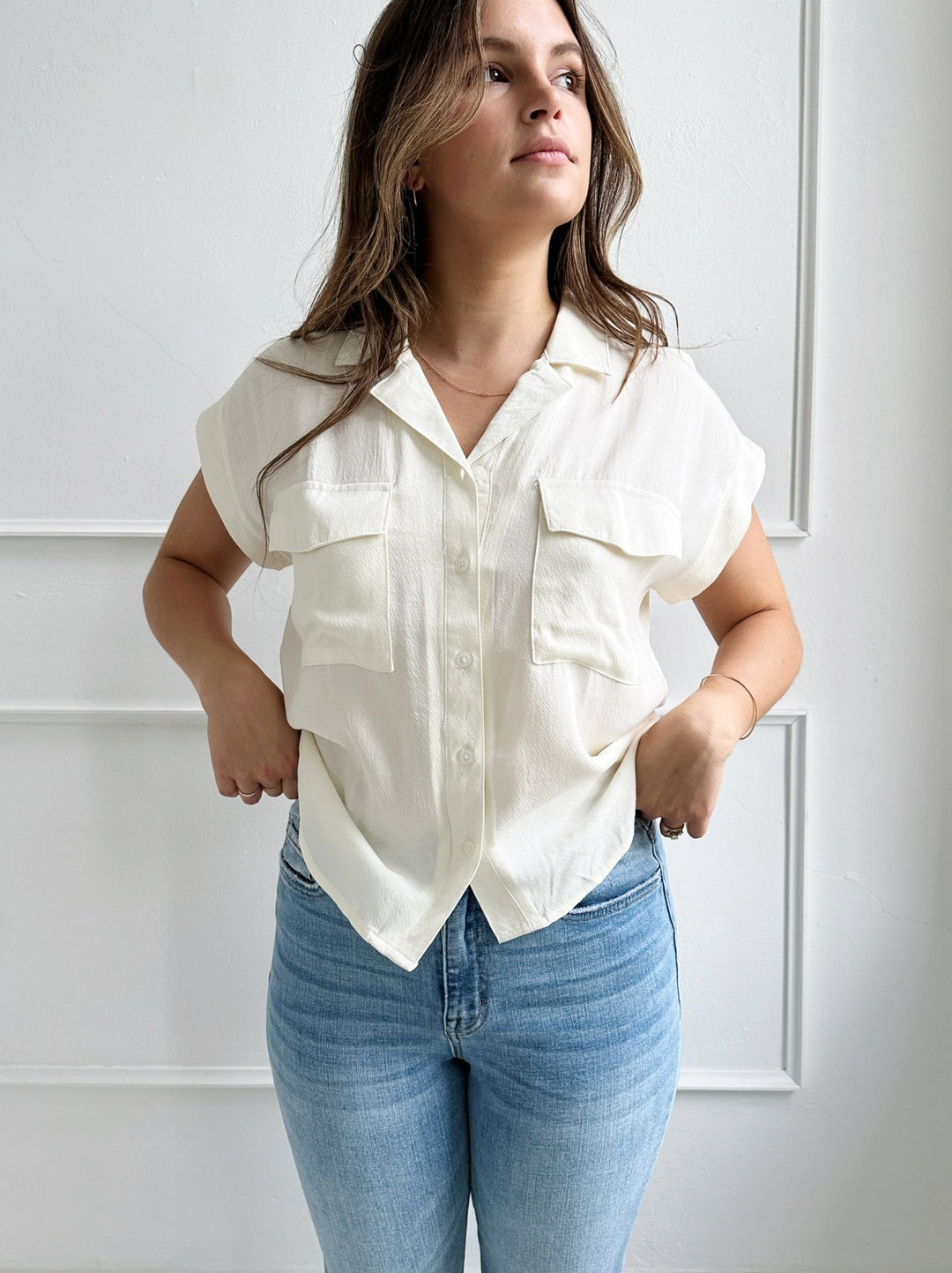 Breezy Buttondown Shirt - Spring Sweet