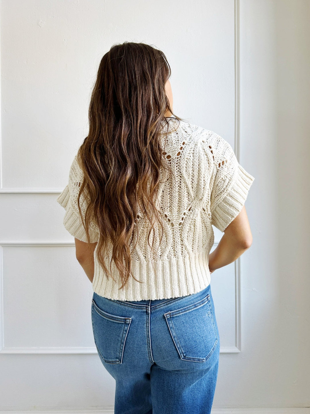 Cable Knit Sweater Vest - Spring Sweet