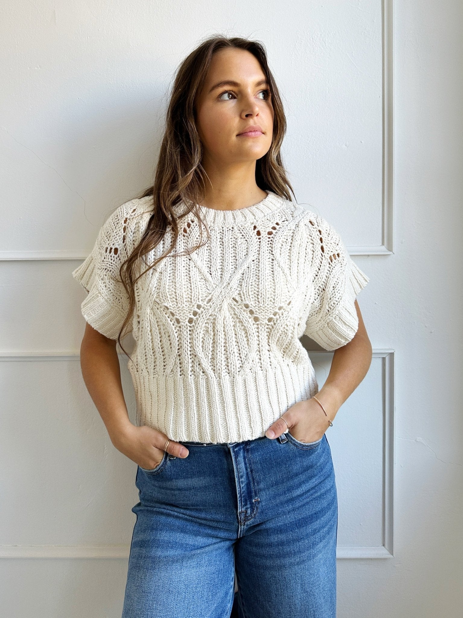 Cable Knit Sweater Vest - Spring Sweet