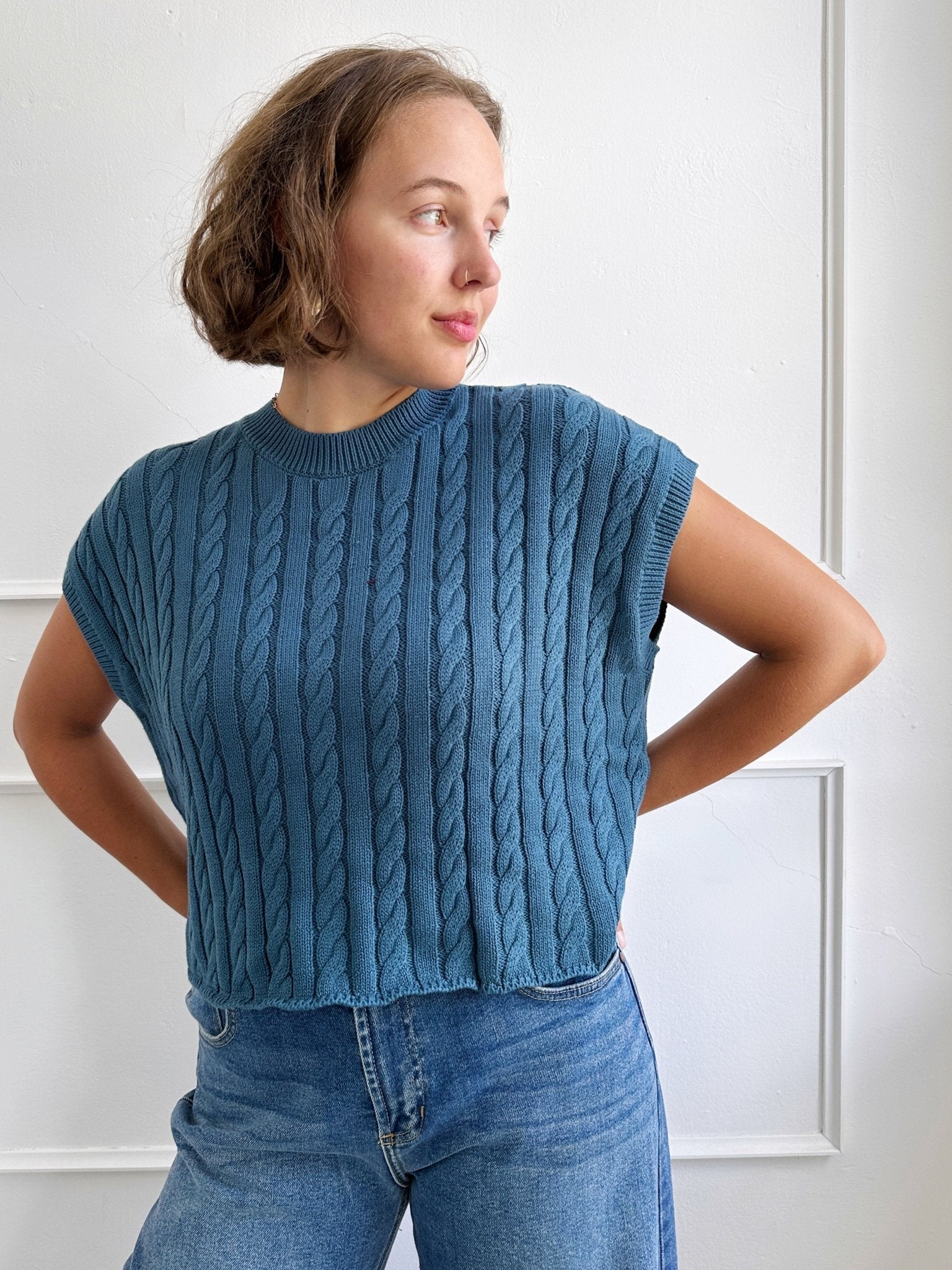 Cable Knit Vest - Spring Sweet