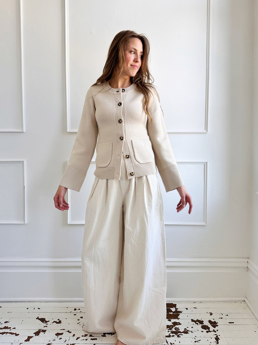 Cardigan w/ Patch Pockets - Spring Sweet