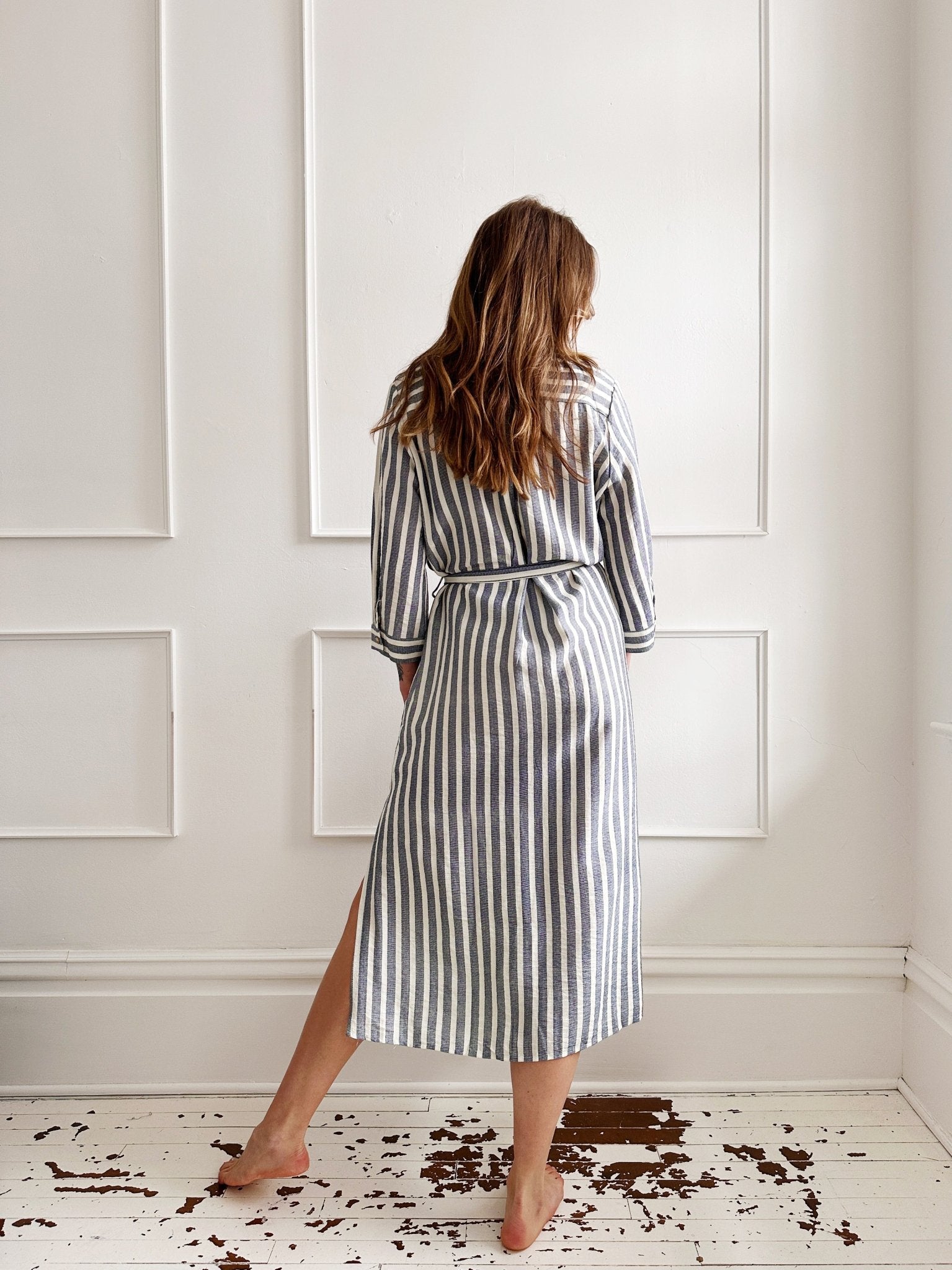 Chambray Stripe Shirt Dress - Spring Sweet