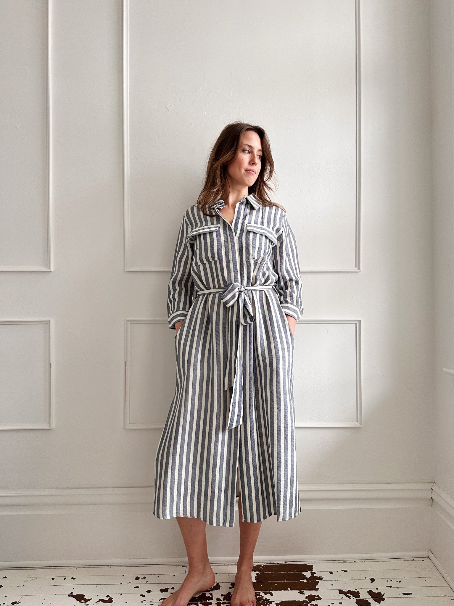 Chambray Stripe Shirt Dress - Spring Sweet