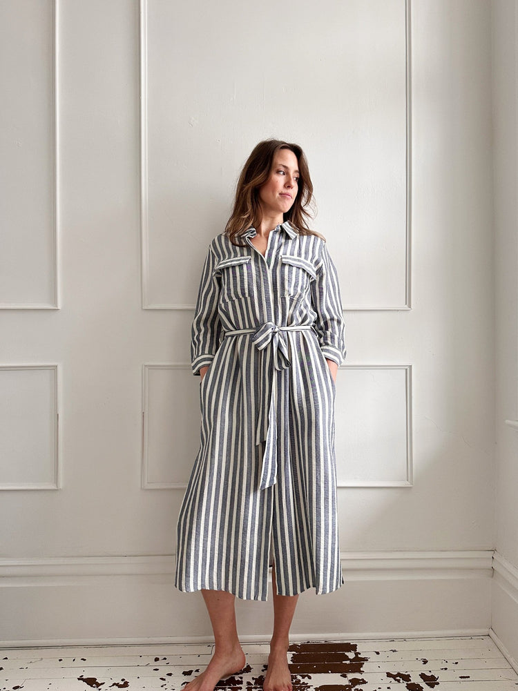 Chambray Stripe Shirt Dress - Spring Sweet