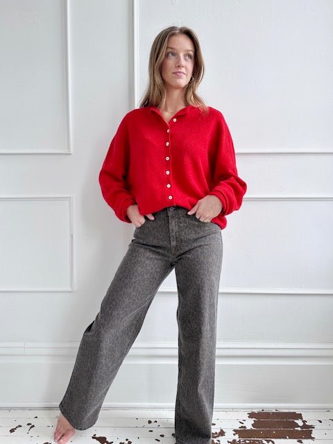 Cheetah High Rise Dad Jean - Spring Sweet